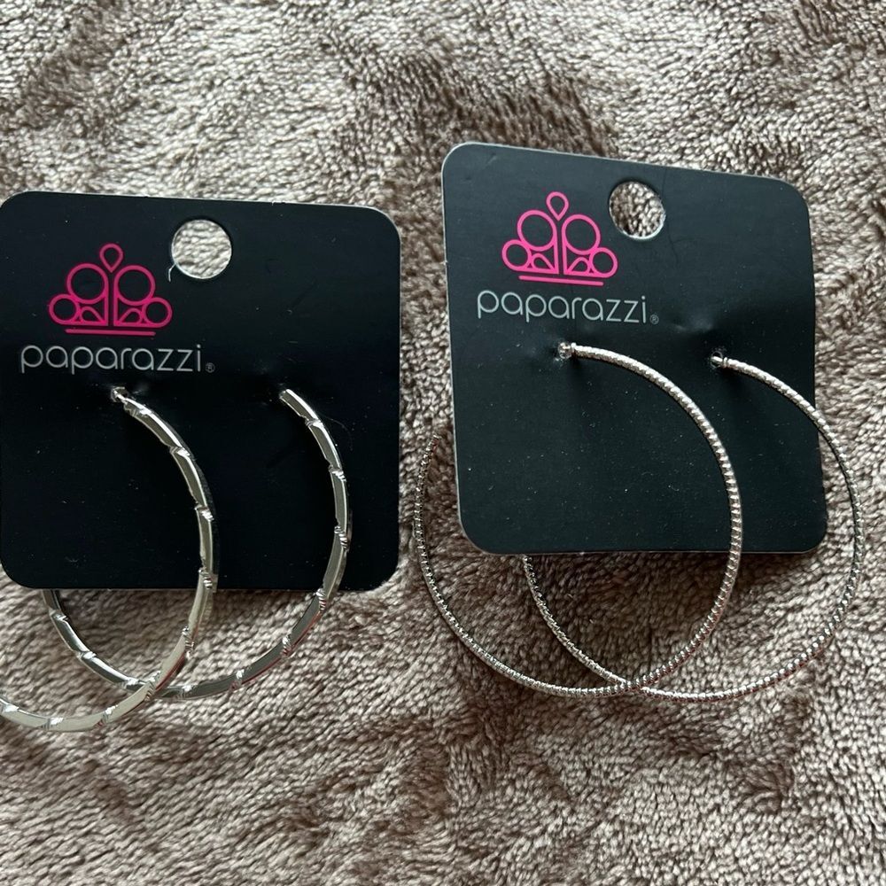 PAPARAZZI SILVER HOOPS 2 pair NWT🏷